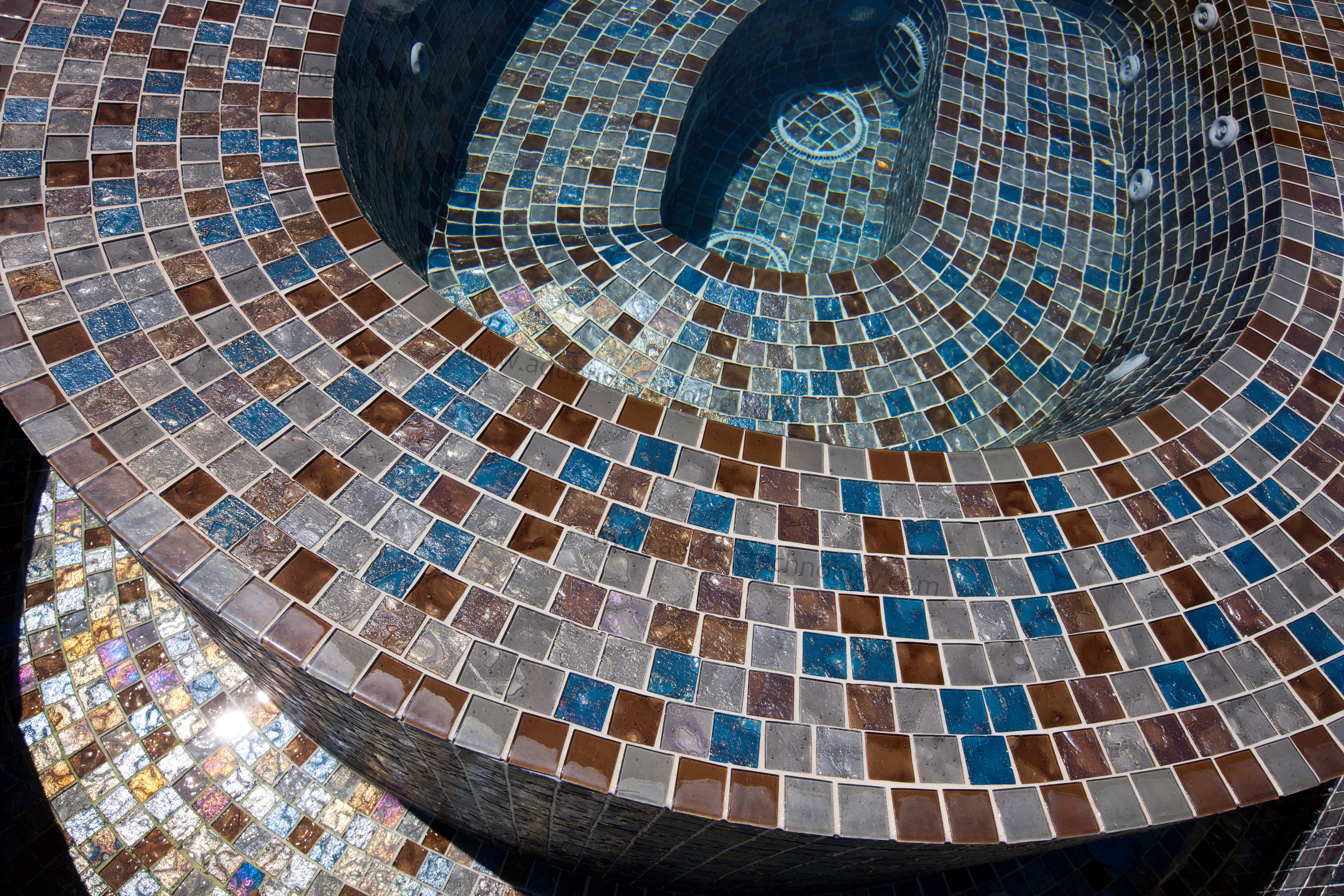 Reflective glass tile spa